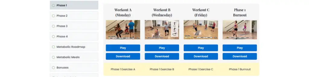 metabolic renewal workouts phase 1