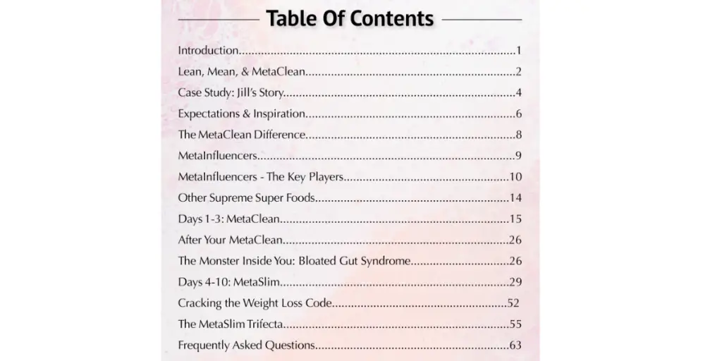 Metaboost Connection Table of Contents