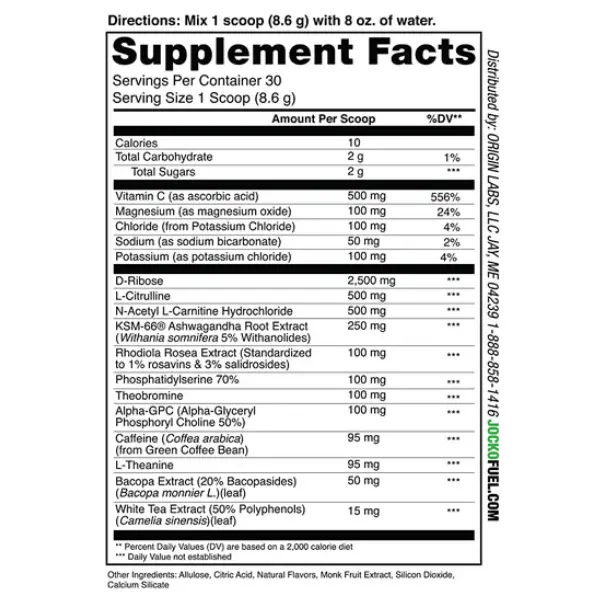 jocko go pre-workout nutrition label